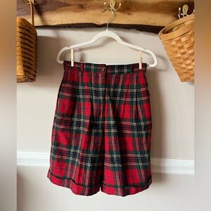 Vintage Woolrich Y2K 2000s 90s 80s Wool High Waisted Tartan Shorts Plaid Pleated